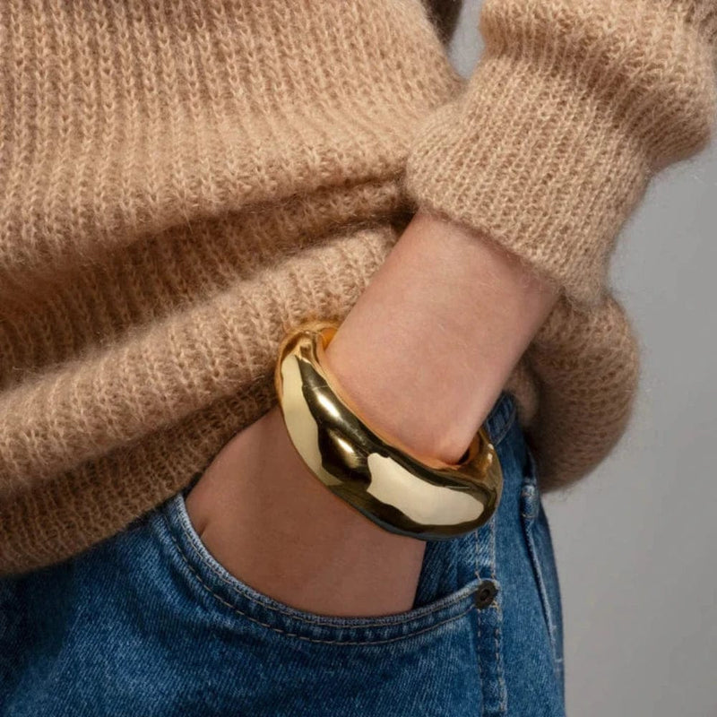 Alexis Bittar Gold Large Molten Hinged Cuff