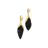 Black petal drop earrings