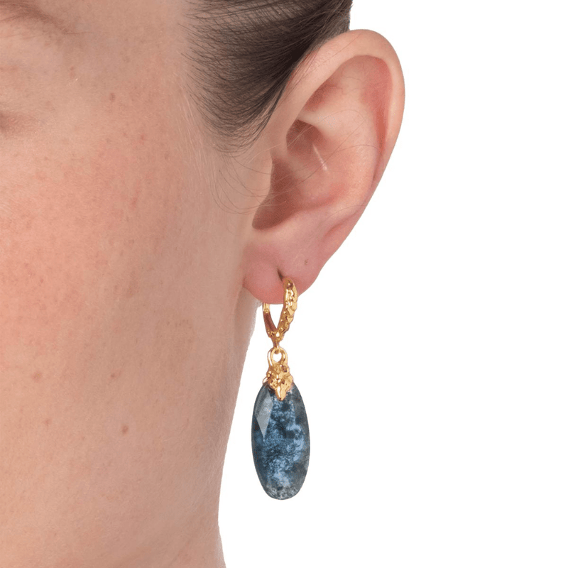 Occasion wear blue drop leverback earrings