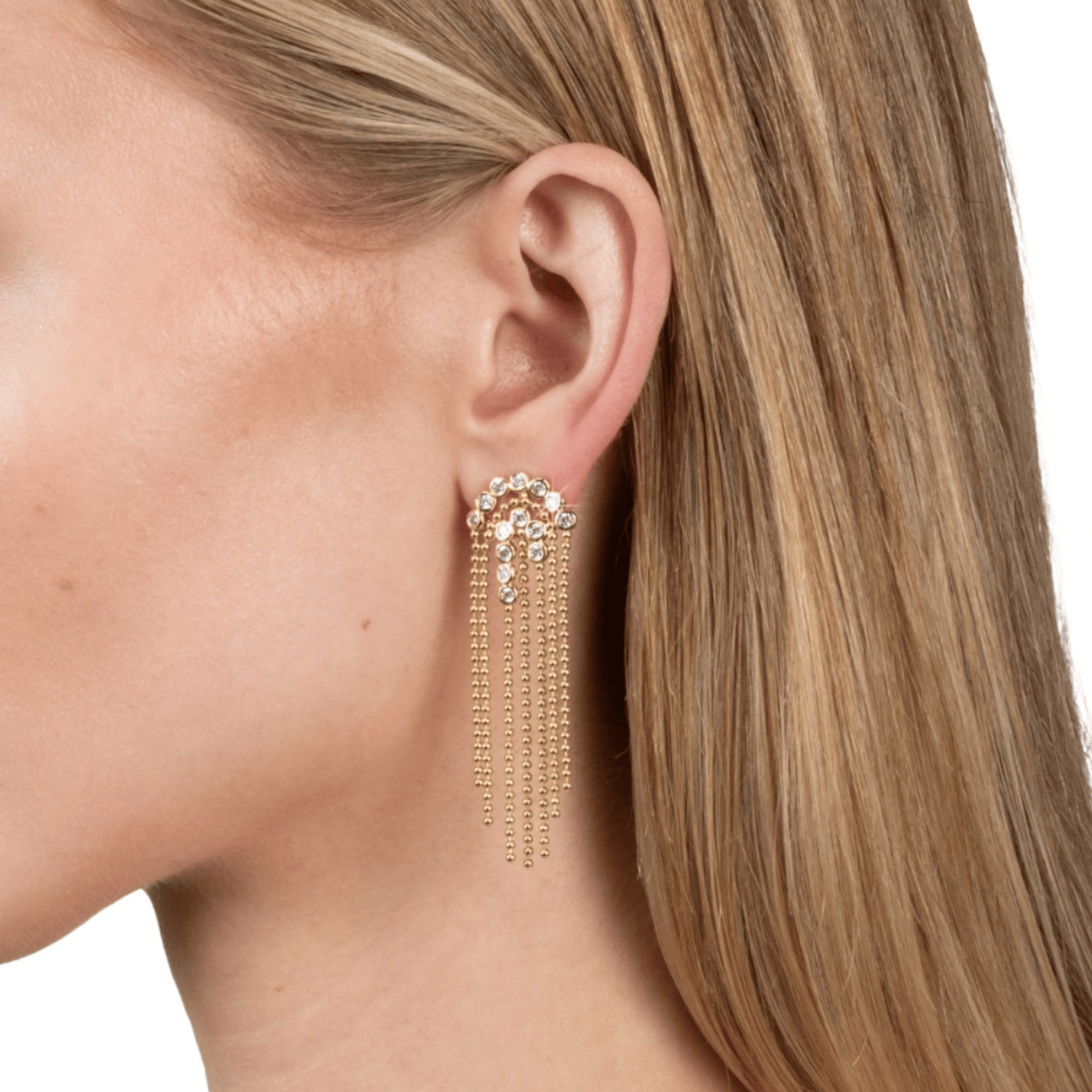 Dangling crystal statement earrings with crystals
