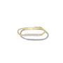 A gold bangle with a wavy, organic textured band and a horizontal row of small clear stones across the front, shown on a white background with a soft shadow.