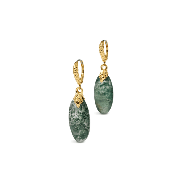 Brut moss drop leverback earrings