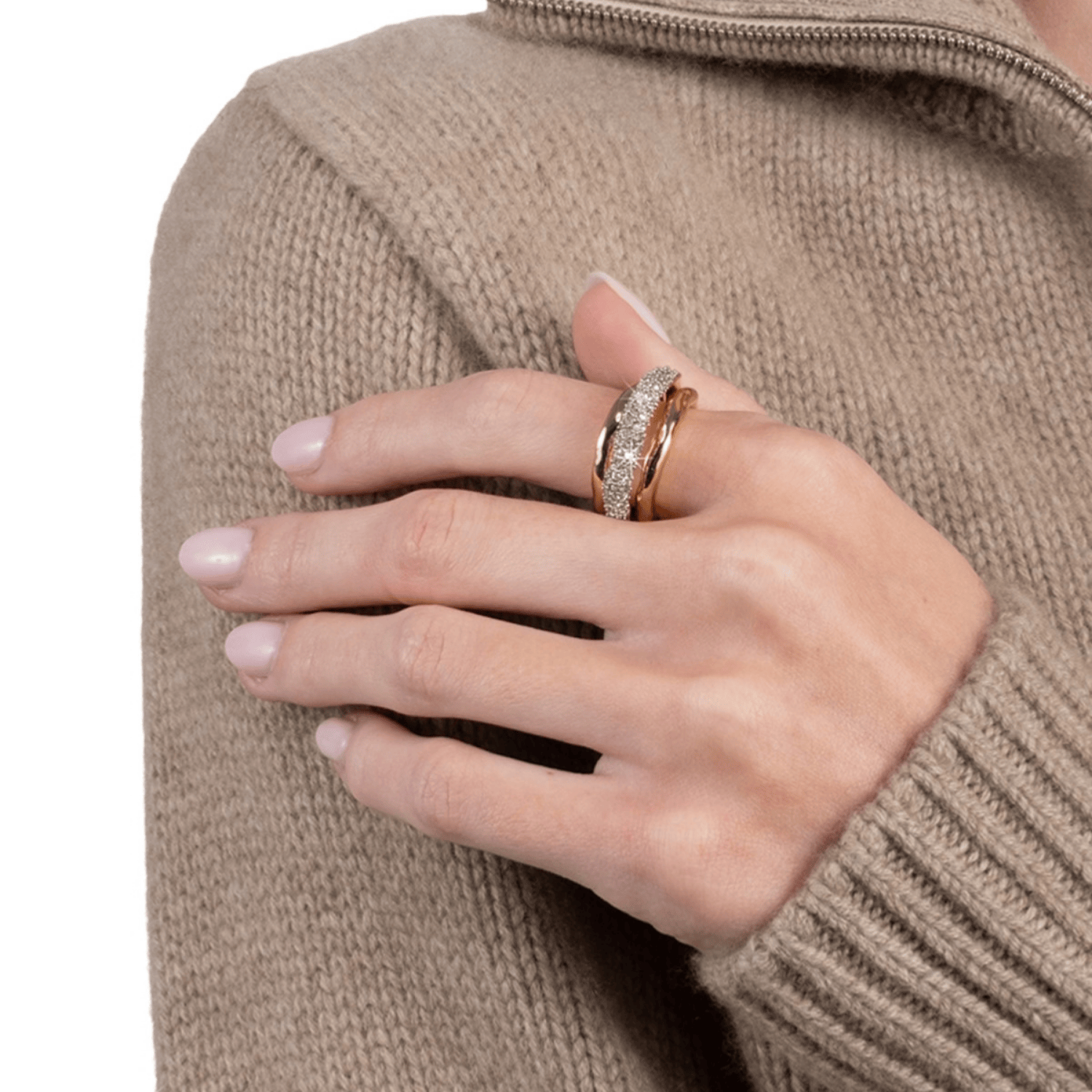 Three strand crystal statement ring 