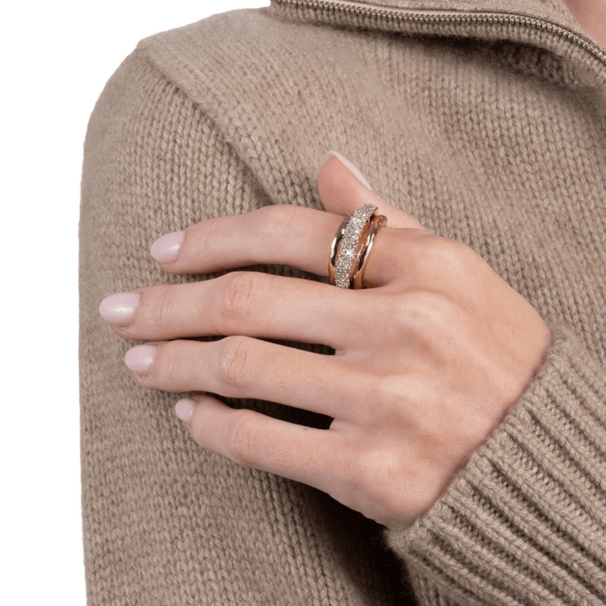 Three strand crystal statement ring 
