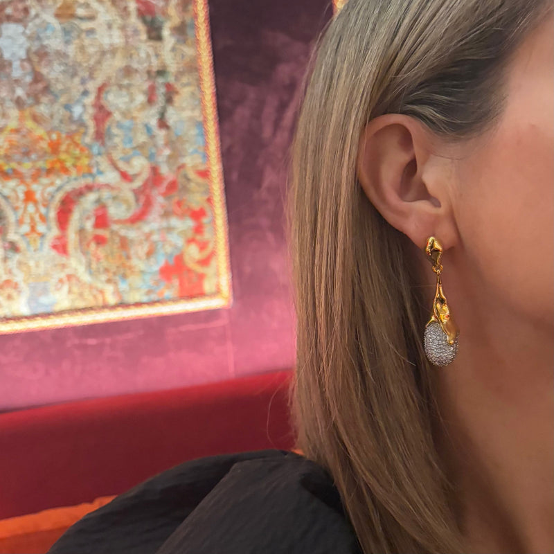 Textured and structured pave crystal teardrops