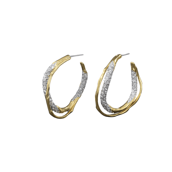 Alexis bittar twist crystal pave hoop earrings