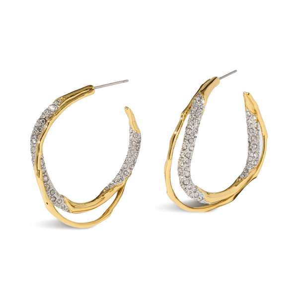 Gold plated twist pave hoops