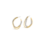 A pair of gold and silver hoop earrings with a textured, organic wavy design, shown on a plain white background.