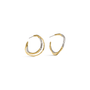 A pair of gold and silver textured hoop earrings on a clean white background.
