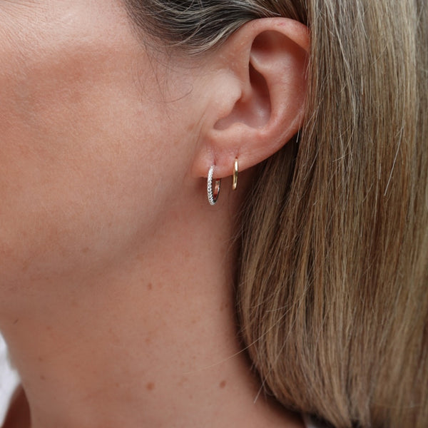 Gorjana Silver Shimmer Huggies ( White Cz) Earrings