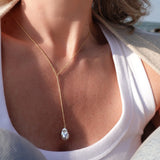Loulerie Pearl Drop Lariat Necklace