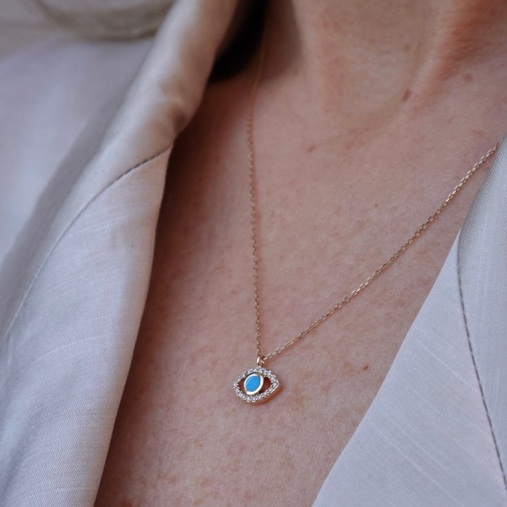 Loulerie Diamond Evil Eye Turquoise Necklace