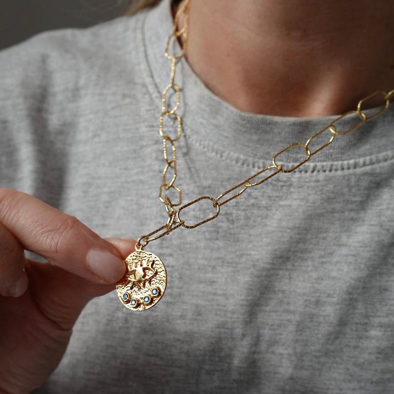 Hermina Athens Kressida Charm Necklace | Gold-Plated Statement