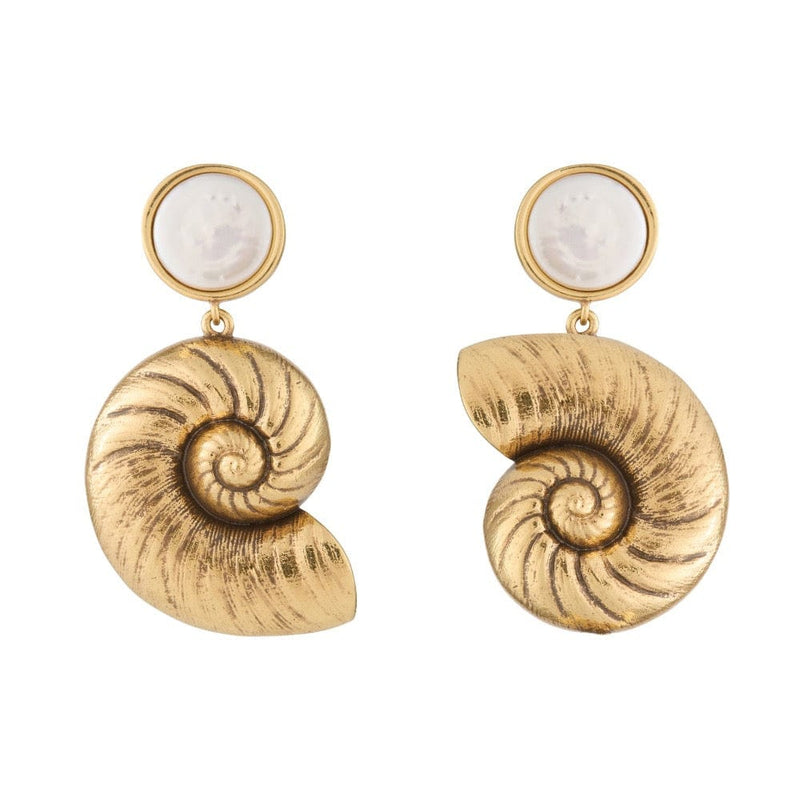 Mignonne Gavigan White Gold Joanna Shell Drop Earrings