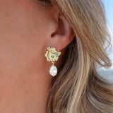 Loulerie Floral Pearl Drop Earrings