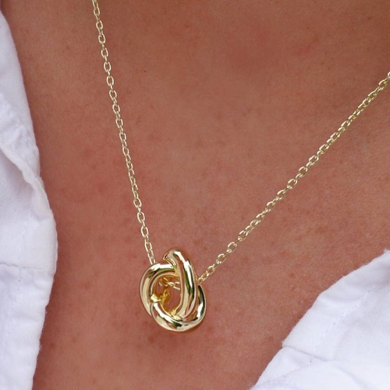 Gold knot twist necklace