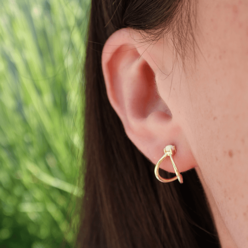 Gold plated earrings with opalite gem