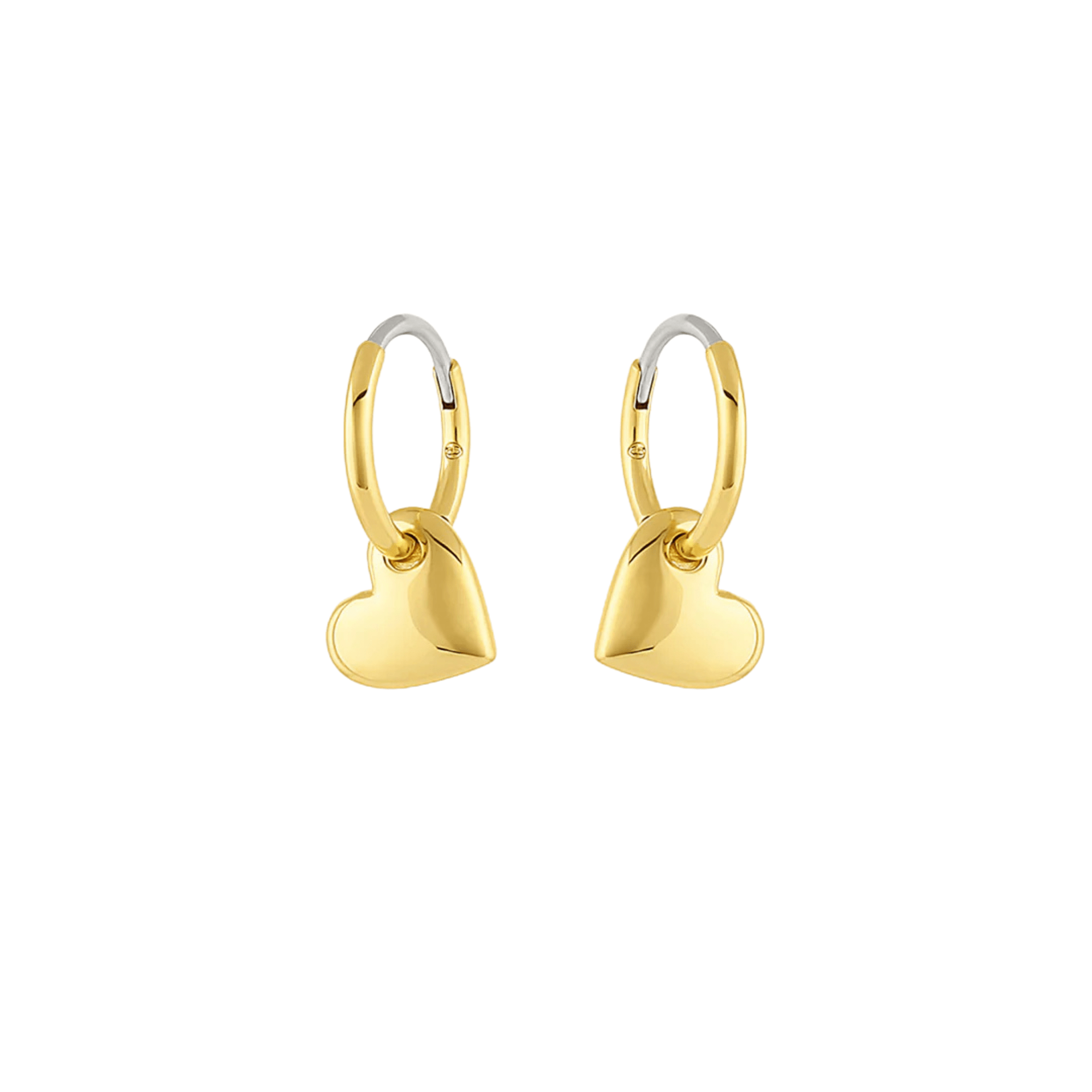 Gold plated heart charm huggies
