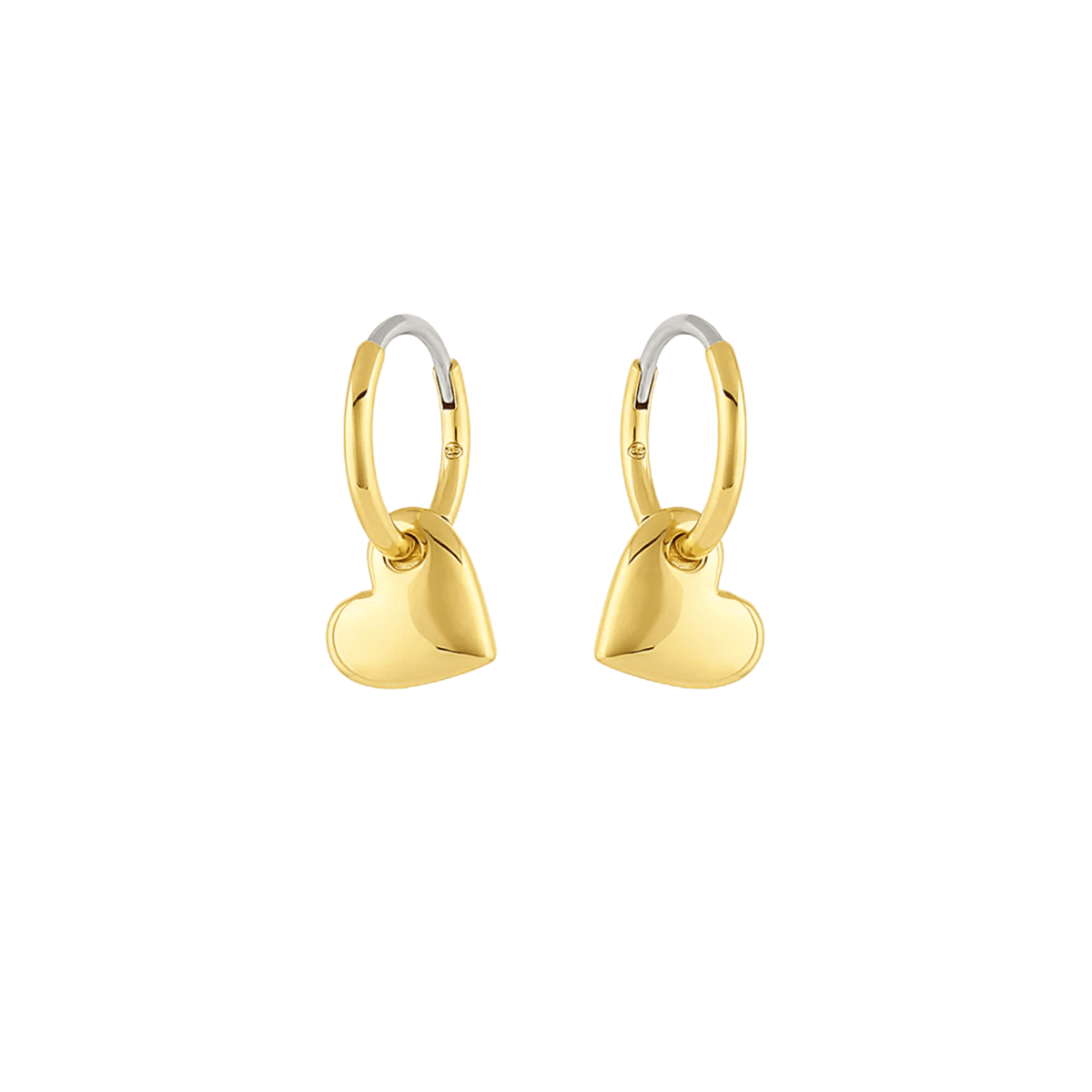 Gold plated heart charm huggies