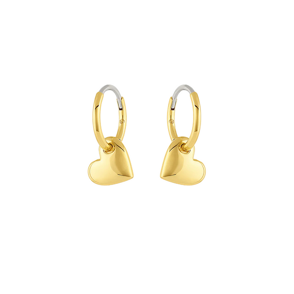 Gold plated heart charm huggies