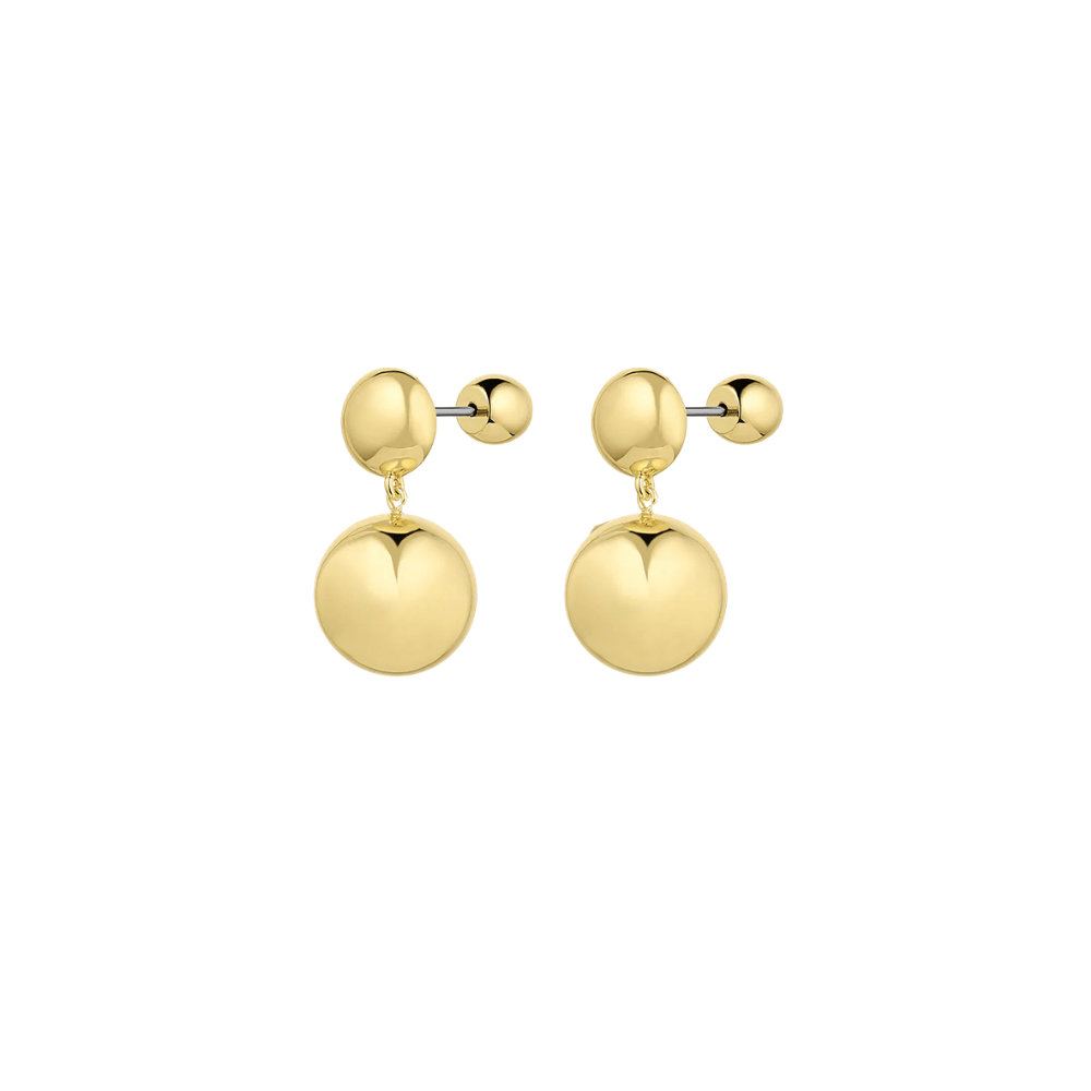 double ball gold earrings