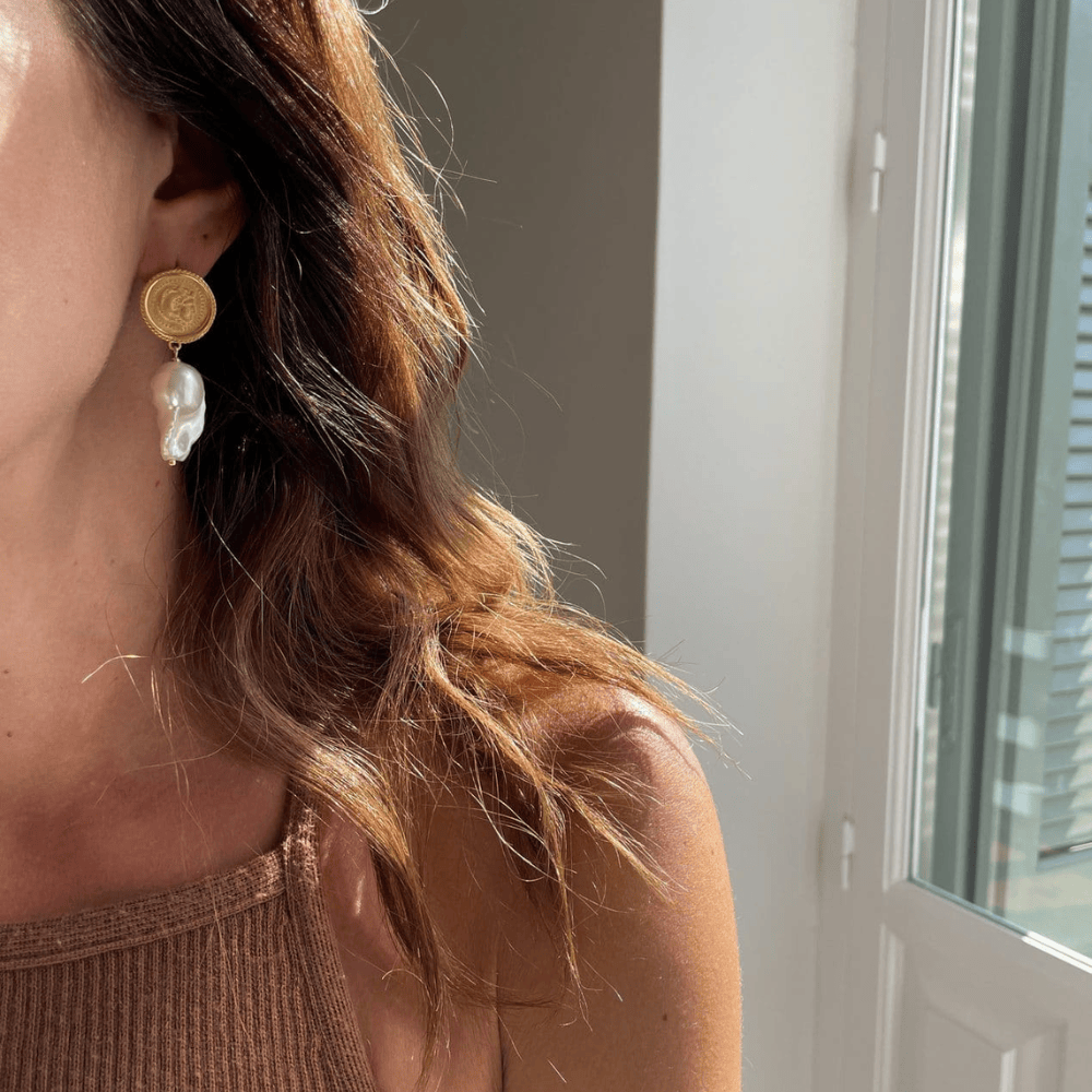 Hermina Athens Hercules Baroque Pearl Earrings