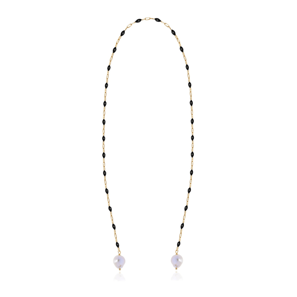 Hermina Athens Black Enamel Rosario Necklace
