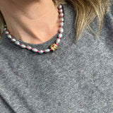 Nina Janvier Grey and Neon Pink Soga Necklace
