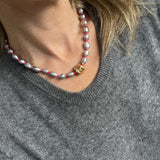 Nina Janvier Grey and Neon Pink Soga Necklace