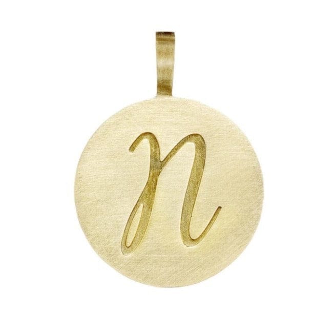 Loulerie 9k Gold Individual Initial Disc 15mm