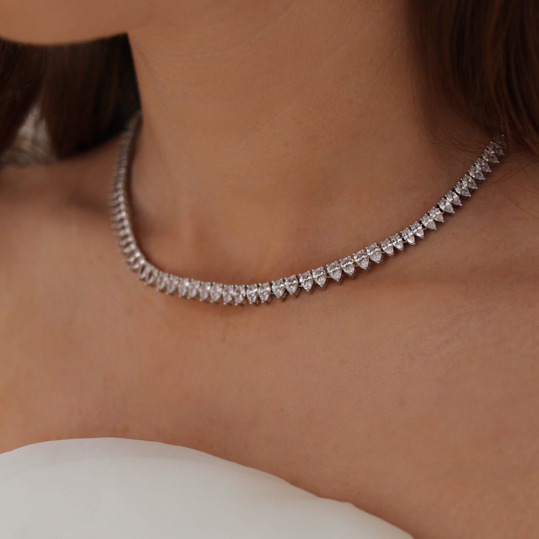 Loulerie Crystal Teardrop Tennis Necklace