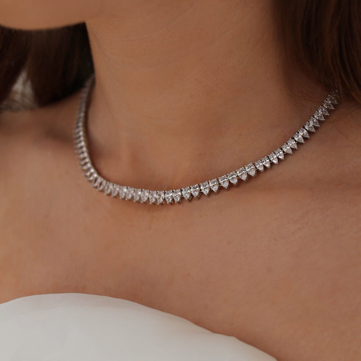 Loulerie Crystal Teardrop Tennis Necklace