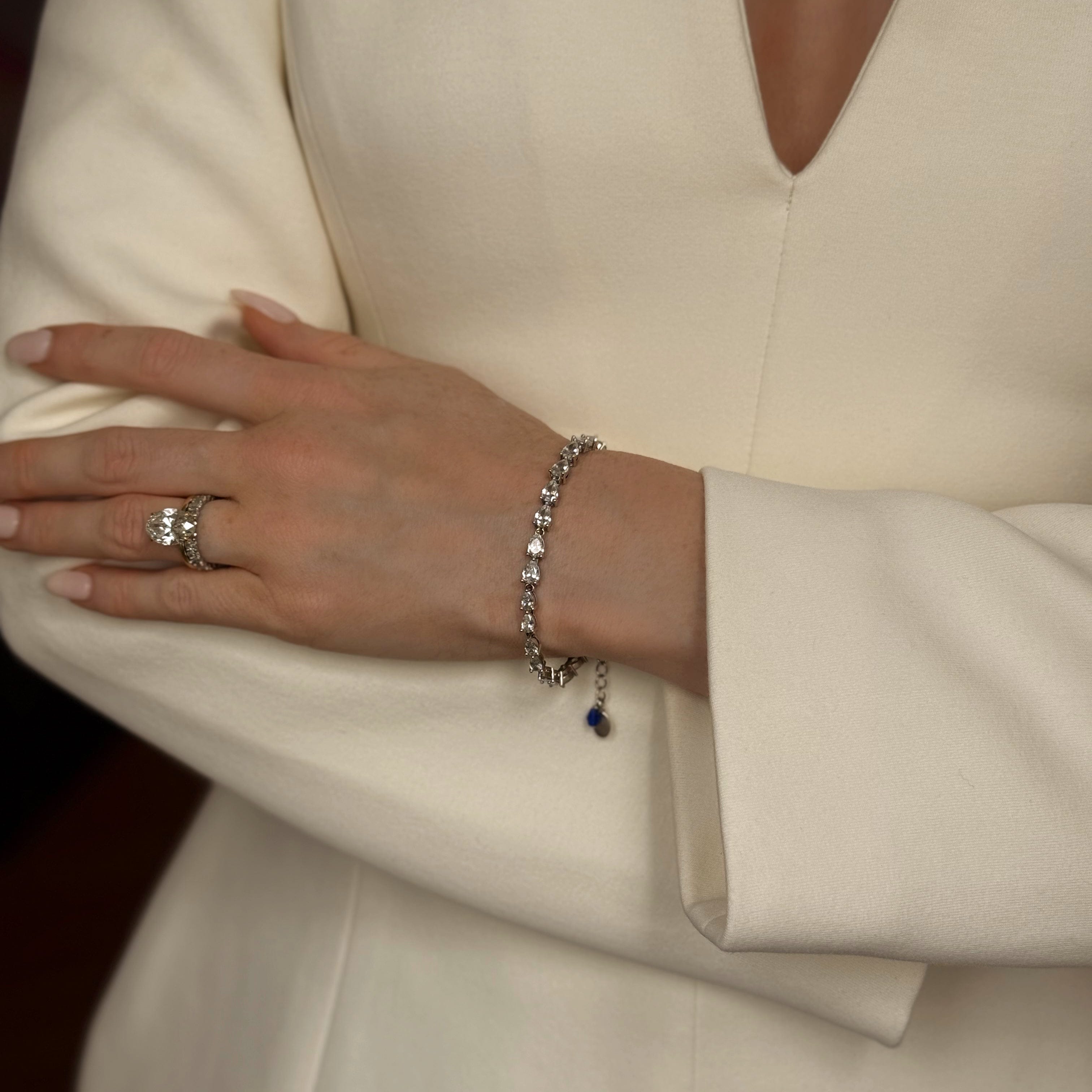Loulerie Crystal Pear Cut Tennis Bracelet