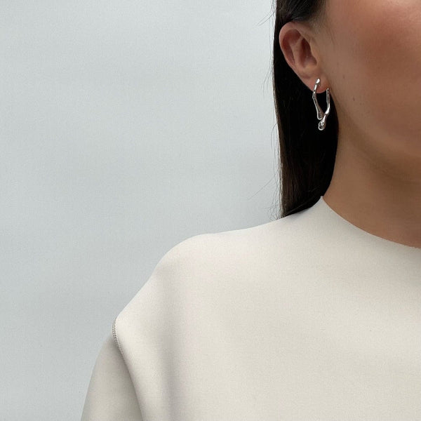 Alexis Bittar Drippy Silver Front Back Post Earring