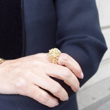 statement mini pearl ring with gold plating