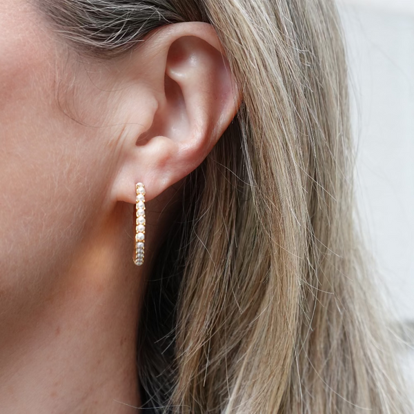 pearl statement mini earrings