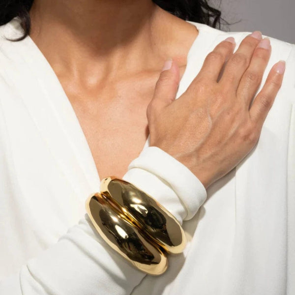 Alexis Bittar Gold Large Molten Hinged Cuff