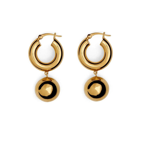 gold pendant drop huggy earrings