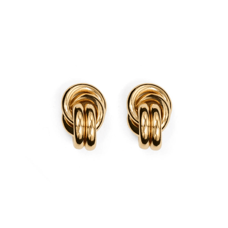 Thick gold earrings with three loops