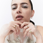 solid gold ring stack and earrings