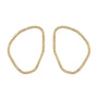 Gold hoop earrings with embedded diamonds on a white background
