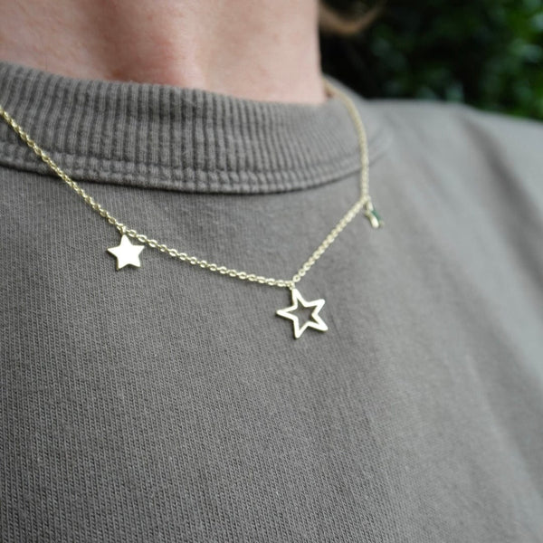 18k gold plating stars necklace