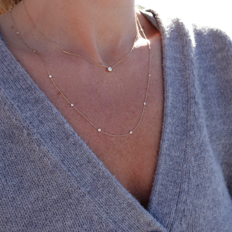 solid gold necklace with 3.3mm bezel