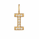 9k solid gold I initial with white diamonds