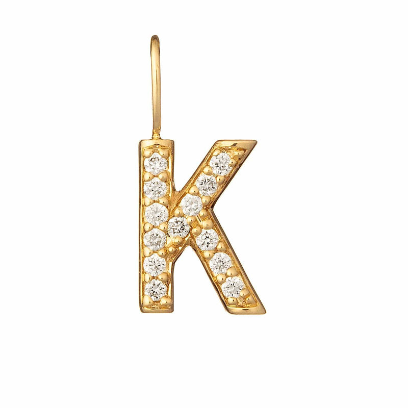 9k solid gold K initial with diamonds