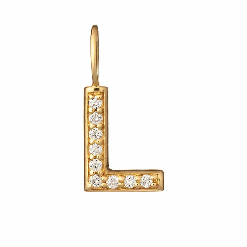 L 9k solid gold white diamond initial Ireland