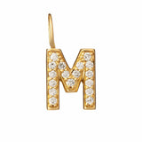 Diamond initial M in 9k solid gold 