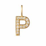 Luxury 9k solid gold P diamond initial 