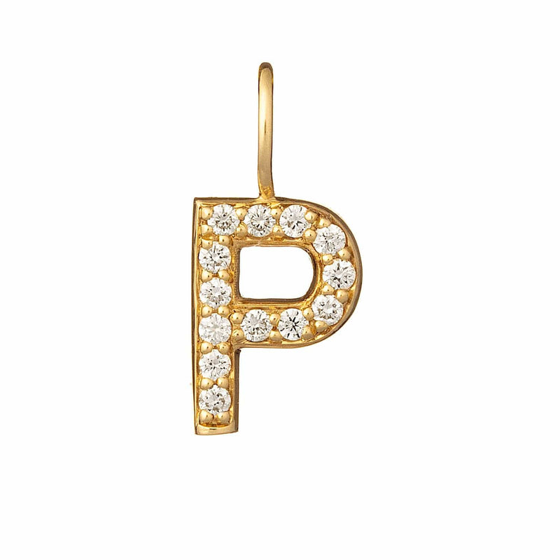 Luxury 9k solid gold P diamond initial 