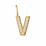 V 9k solid gold diamond initial charm